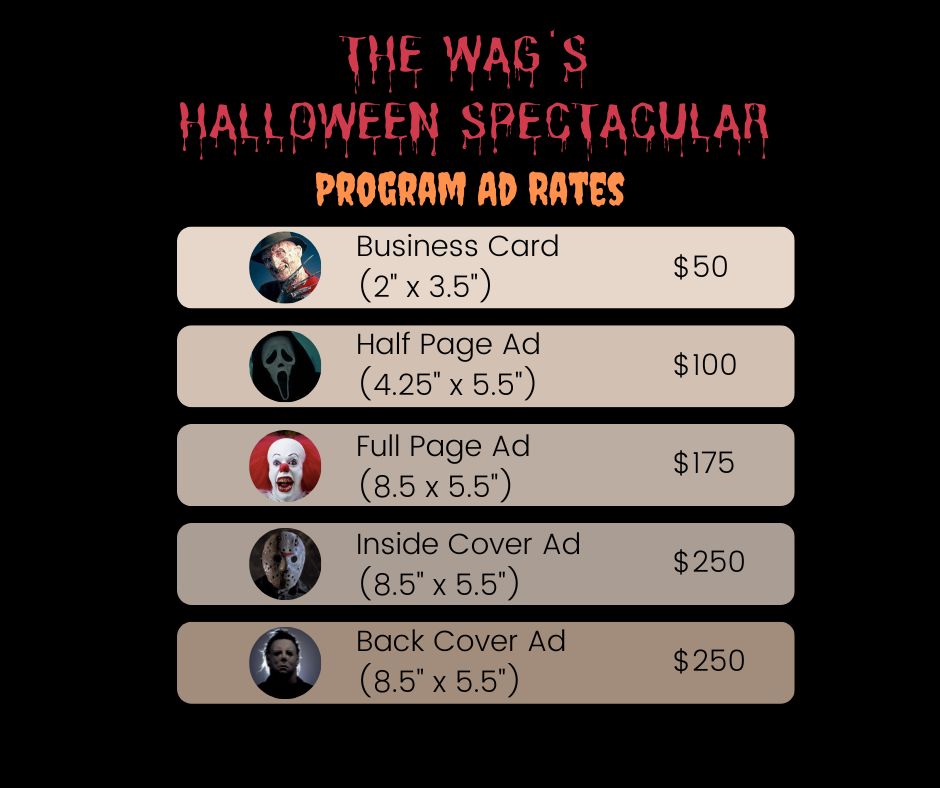 The Wag's Halloween Spectacular Program Ad